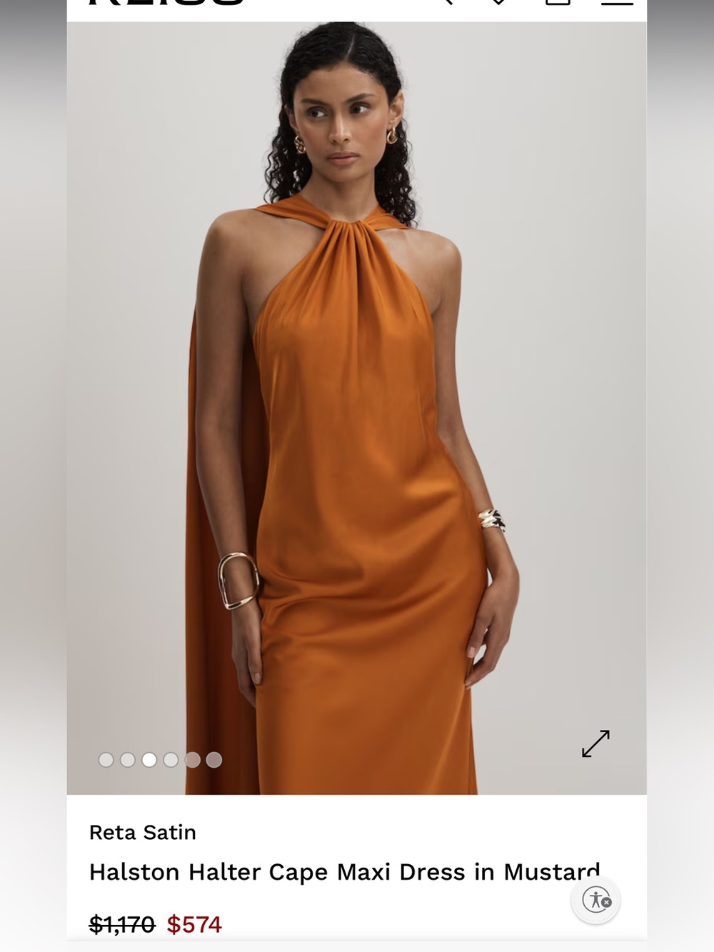 Halston Halter Cape Maxi Dress in Mustard
